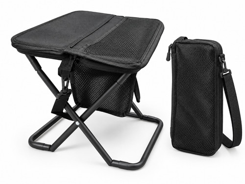 Black folding camping - camping, stool